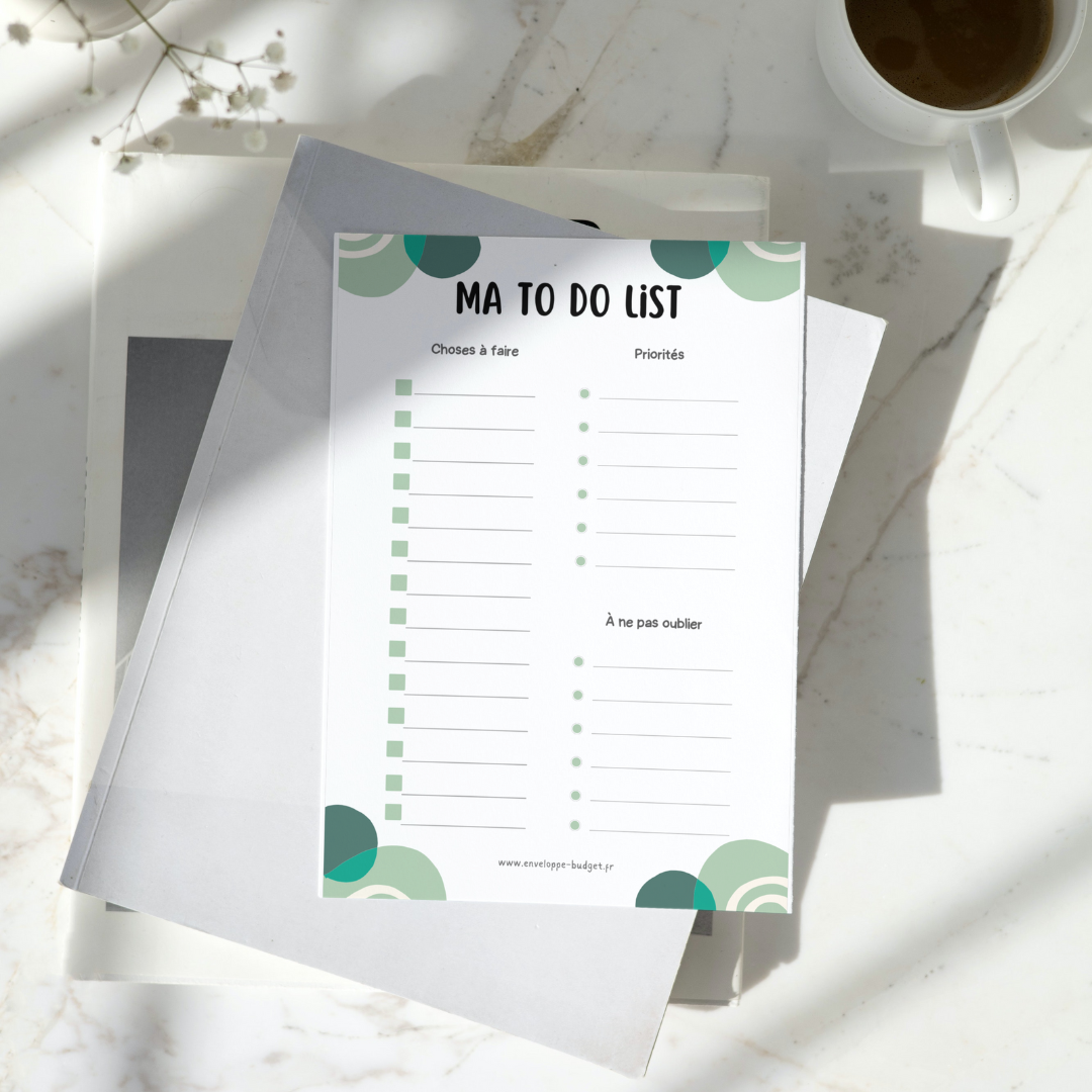 To do list budget (plastifiée et perforée) - Enveloppe Budget