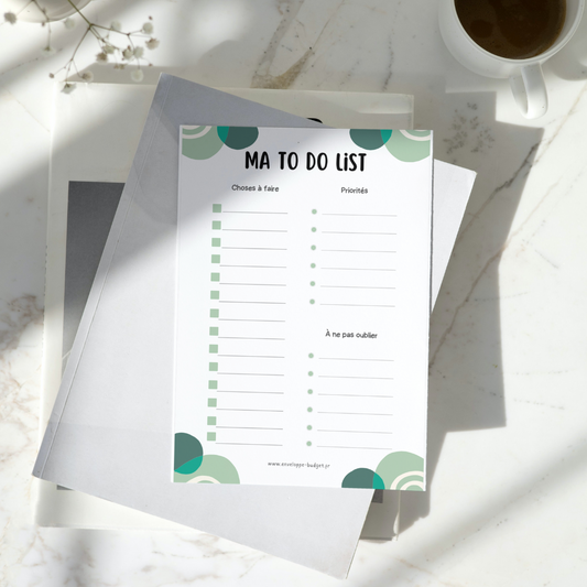 To do list budget (plastifiée et perforée) - Enveloppe Budget