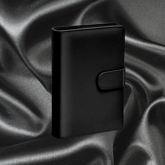 Classeur A6 noir en cuir avec enveloppes budget