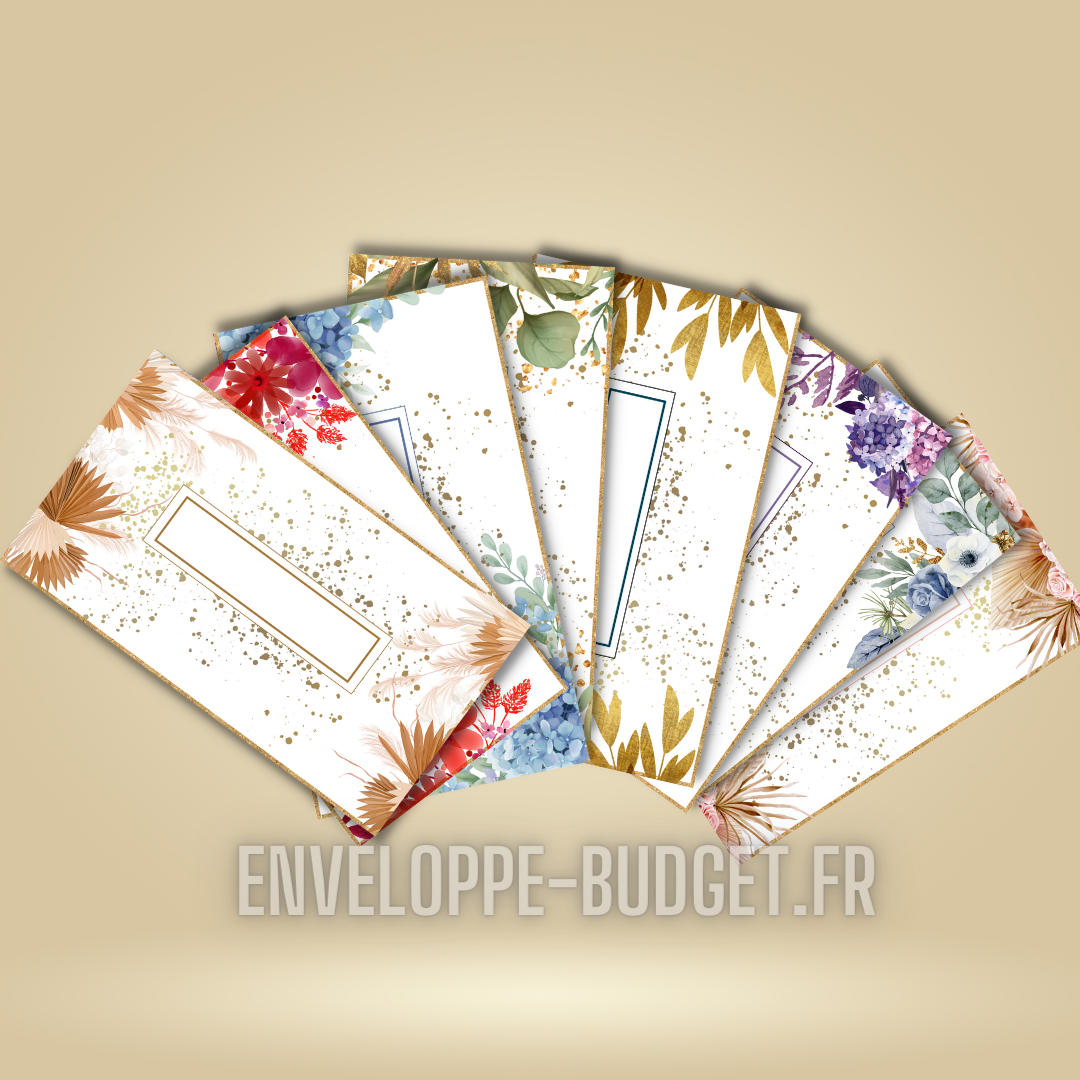 Lot de 8 fiches catégories pour enveloppes budget