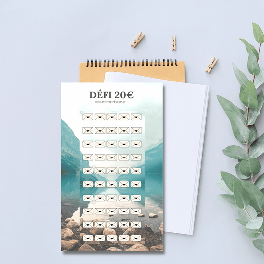 Défi 20 euros - Tracker budget en A6 plastifié