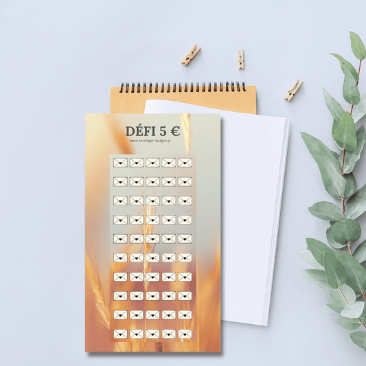 Défi budget 5 euros (Tracker plastifié et perforé) - Enveloppe Budget