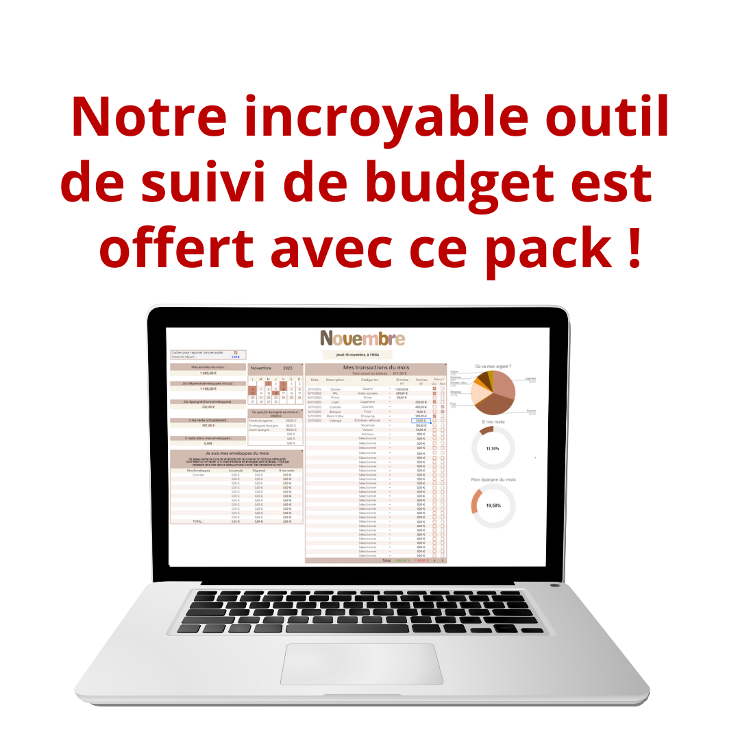 Outil de suivi budget inclus dans le kit d'enveloppes