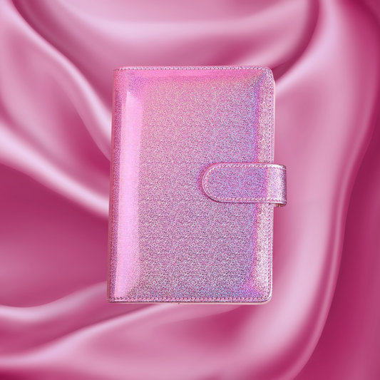 Enveloppe budget : classeur A6 rose pailleté